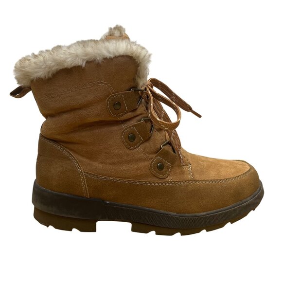 Khombu Shoes - Khombu Women’s Brown Faux Fur Lace Up K Comfort Warm Winter Boots Size 6M
